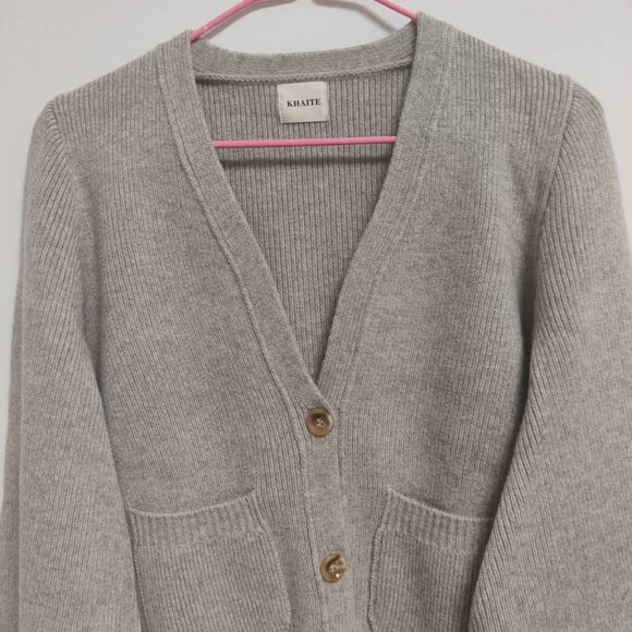 Khaite Beige 100% Wool Cardigan Sweater - Size M - Picture 2 of 7